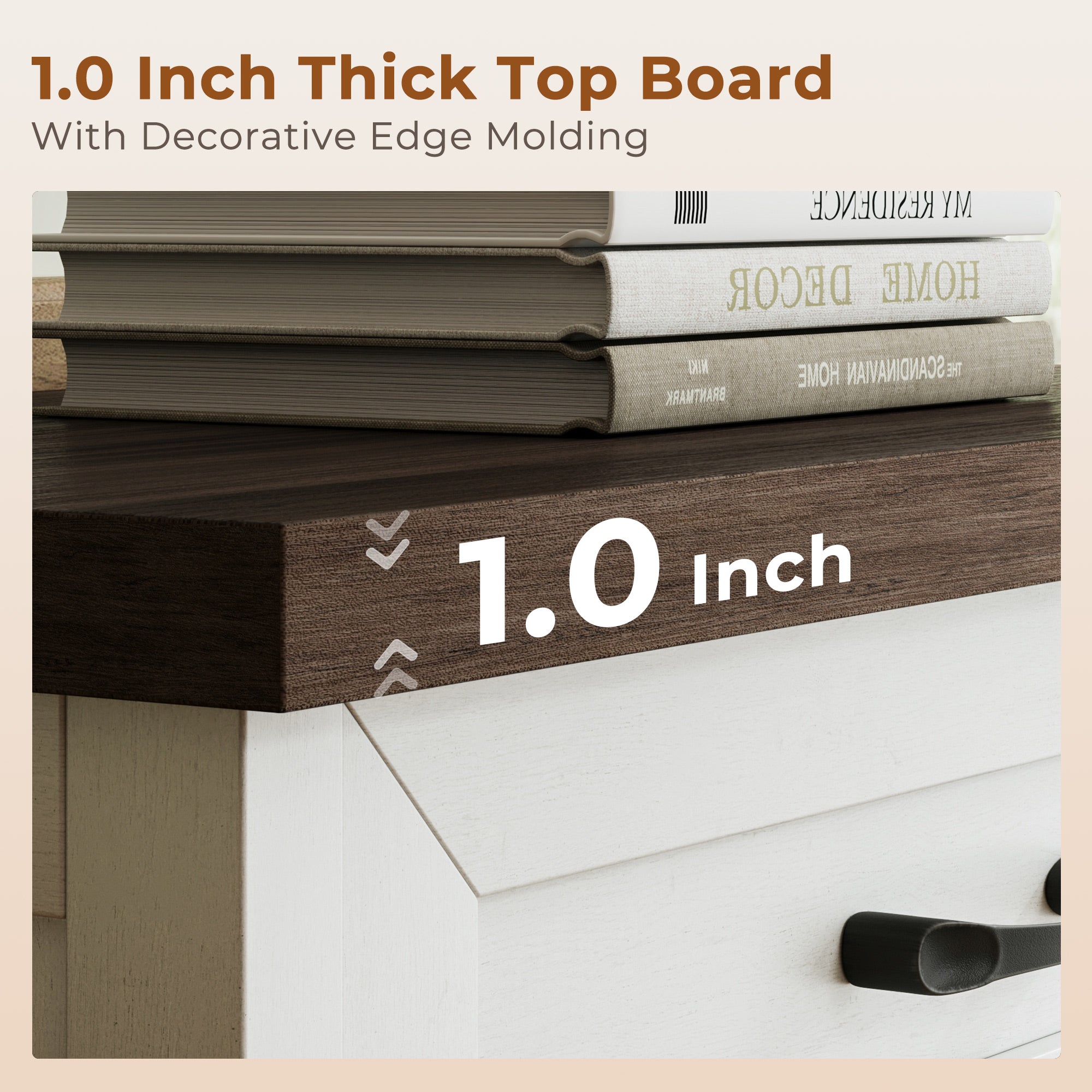 AODK 5 Drawer White Dresser for Bedroom, Storage Cabinet for Bedroom, Tall Chest of Drawers for Living Room, Entryway, Hallway, Walnut & White