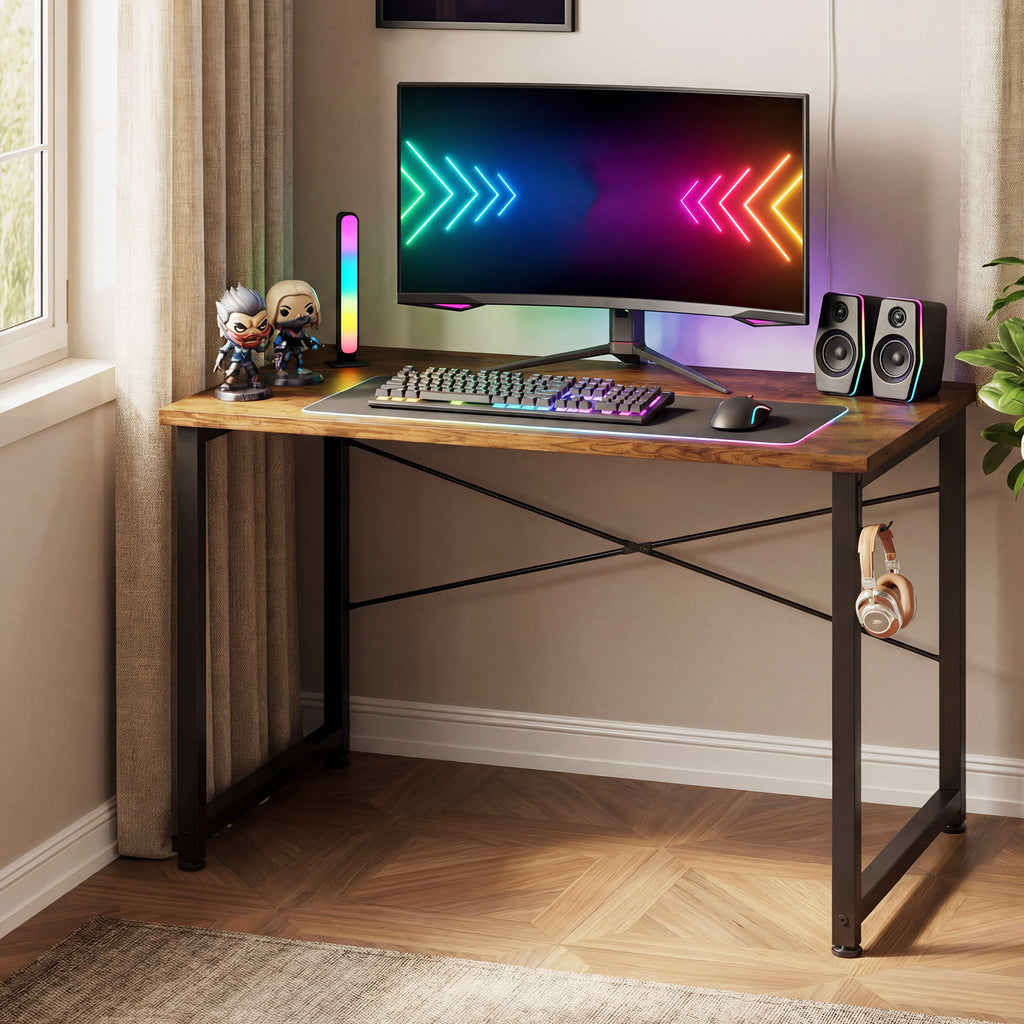 AODK 40 Inch Computer Desk with Headphone Hook, Simple Writing Desk for Home Office, Small Space Desk, Vintage