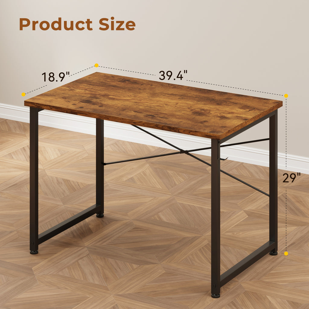 AODK 40 Inch Computer Desk with Headphone Hook, Simple Writing Desk for Home Office, Small Space Desk, Vintage
