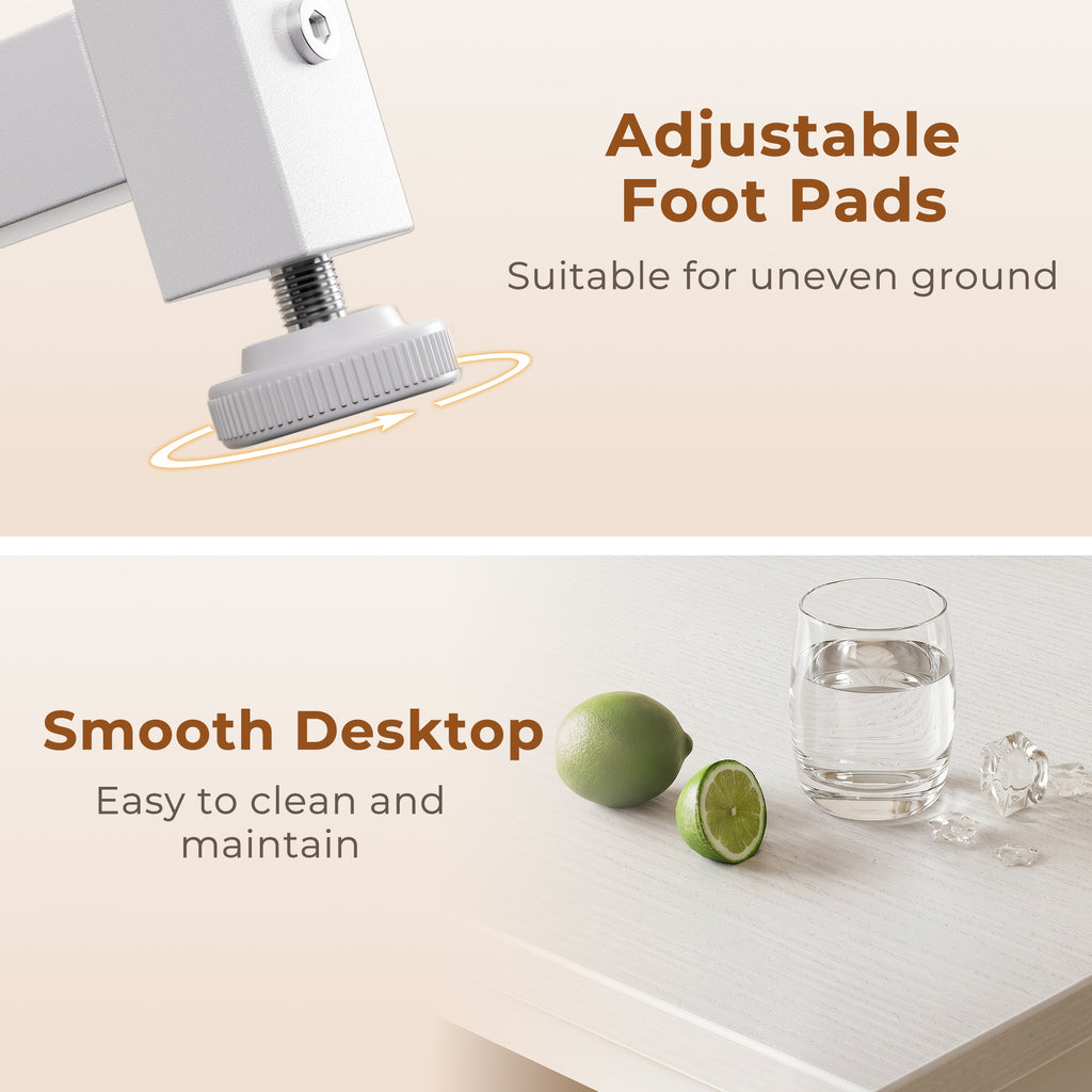 AODK 40" Computer Desk with 6 Drawers, Corner Computer Desk with Reversible Storage, Modern Home Office Desk for Small Space, Pure White
